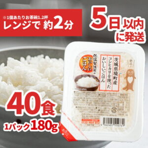 【ふるさと納税】すぐ 発送 パックご飯 180g×40個 こしひかり | 年内発送 国産 ライスパック パックライス パックごはん 保存食 備蓄 新生活 境町産コシヒカリ使用《沖縄・離島発送不可》5日以内 発送時期が選べる
