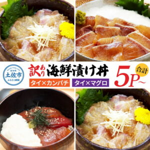 【ふるさと納税】訳あり 海鮮漬け丼セット タイ カンパチ マグロ 5パック 10パック 20パック 漬け丼 海鮮丼 漬け 醤油漬け 鯛 かんぱち 人気 白身魚 食べ比べ 海鮮 魚 冷凍 食品 保存食 小分け 一人暮らし 簡単 高知 鯛めし 惣菜 訳アリ わけあり 不揃い 規格外 ふるさと納税