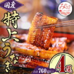 【ふるさと納税】国産うなぎ蒲焼4尾(計760g) 鰻蒲焼 ウナギ蒲焼用たれ さんしょうのセット(うなぎ1尾180g以上の鰻4尾からなるウナギの詰め合わせ)
