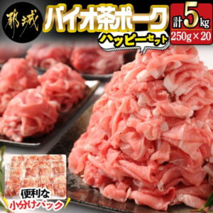 【ふるさと納税】都城産「バイオ茶ポーク」5kgハッピーセット – 宮崎県産豚肉(都城産) 銘柄豚 切り落とし(便利な小分けパック 250g×20) 合計5キロ 冷凍 株式会社ミートクリエイト 送料無料 MJ-3628【宮崎県都城市は令和2年度ふるさと納税日本一!】