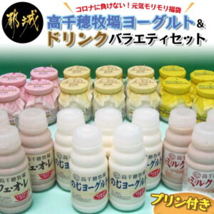 【ふるさと納税】【コロナに負けない！元気モリモリ福袋】高千穂牧場ヨーグルト＆ドリンクバラエティセット(プリン付き)（クラウドファンディング対象） – 乳製品セット 送料無料 MJ-1609【宮崎県都城市は令和2年度ふるさと納税日本一！】