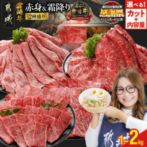 【ふるさと納税】【期間限定特別規格!!】【カット+内容量が選べる!】宮崎牛【赤身&霜降り】2種食べ比べセット《レビューキャンペーン実施中!》 – 肩ロース/ウデ又はモモ スライス/焼肉用 500g×2P/500g×4P 送料無料 SKU-N203【2年連続ふるさと納税日本一!】