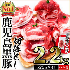 【ふるさと納税】≪2022年6月発送分≫【2100g】鹿児島産黒豚切落とし(525g×4P・計2,100g)+黒豚生ハム(100g×1P)切り落とし肉は豚肉の旨味が絶品の極上生ハムは熟練の職人による逸品!【水迫畜産】