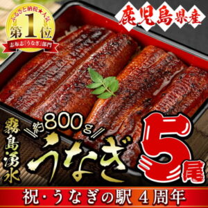 【ふるさと納税】うなぎ生産量日本一の鹿児島県!山田水産の霧島湧水鰻 160g以上×5尾<計800g以上>国産で安心!清らかな湧水で育ったウナギの蒲焼き!タレ・山椒付き【山田水産】b5-079